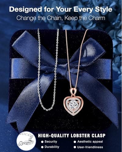 Moissanite Necklace for Women, 1Ct Yellow Gold Heart Pendant Necklace Gifts for Wife, 18K Gold Plated S925 Sterling Silver, Anniversary Jewelry Present for Wife, Birthday Gifts for Girlfriend, Mom