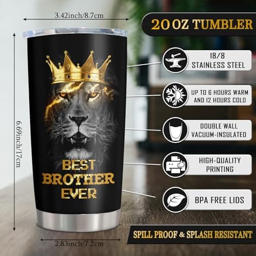 Best Gifts for Brother, Fathers Day/Christmas/Birthday Gift for Brothers Adult Tumblers 20oz, Big Brother Gifts from Sister Coffee Mug, Funny Gift for Older/Little Brothers Cup