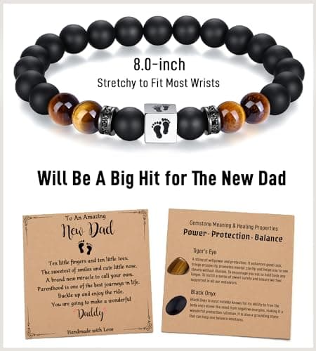 TONY & SANDY First Time Dad Gifts, Daddy to be Bracelet, New Dad Gifts for Men on Father's Birthday Christmas