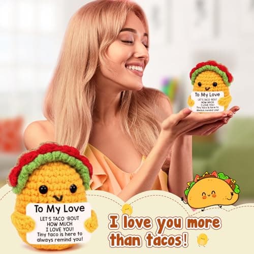 Boyfriend Husband Anniversary I Love You Gifts for Her Him Women Girlfriend Wife Birthday Unique Gift Idea, Handmade Crochet Taco Couples Romantic Valentines Christmas Small Wedding Gifts - To My Love