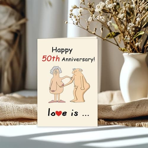 Funny 50th Wedding Anniversary Card for Men Women, Funny 50 Years Anniversary Decorations Gifts for Couple Husband Wife