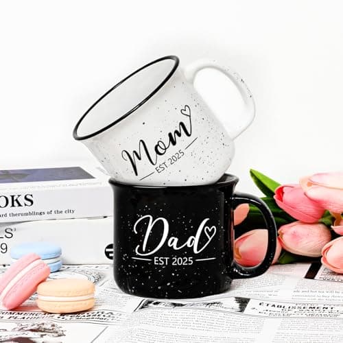 Maustic Mom and Dad Mugs, New Parents Gifts for Couples, New Mom and Dad Gifts for Expecting First Time Parents, 15 Oz