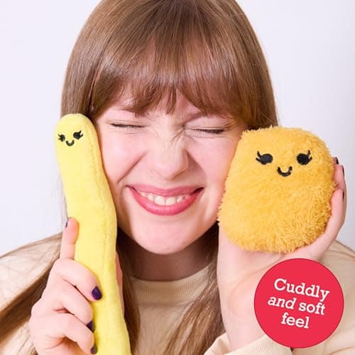 WHAT DO YOU MEME? Emotional Support Chicken Nuggets by Relatable, Cuddly Plush Toys and Stuffed Animals, Includes 5 Plushies with Basket, Funny or Cute Holiday Stocking Stuffer