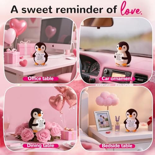 Love Crochet Couples Gifts for Boyfriend Girlfriend, Positive Emotional Support Handmade Penguin Crochet,Birthday Valentine's Day Wedding Anniversary Romantic Men Women, I Love You Gift for Him Her