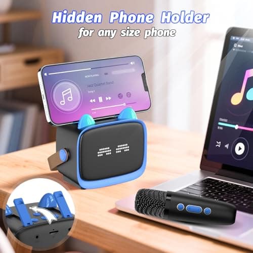 Mini Karaoke Machine Toys Gifts,Kids Portable MP3 Player with 2 Wireless Microphone and LED,Christmas Birthday Gifts for Girls Boys 3 4 5 6 7 8+ Year Old (Blue)