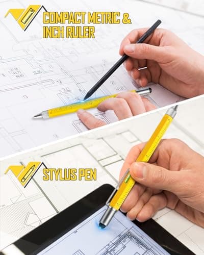 Gifts for Men Multitool Pen, Birthday Gifts for Dad Husband Him Adults, Father's Day Gifts from Daughter and Son, Cool Gadgets and Unique Gift Ideas for Construction Engineers, Woodworkers Carpenters