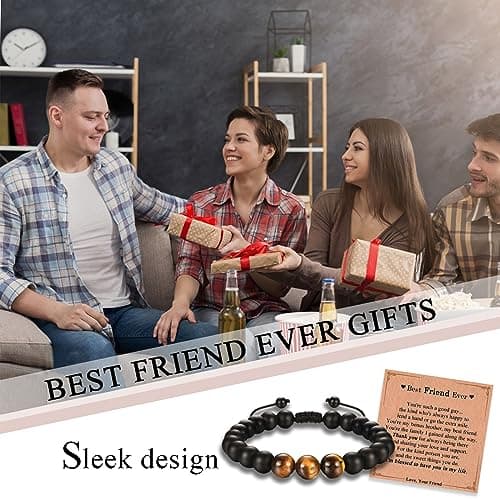 Best Ever Gifts for Mens Teen Boys, Beads Bracelet Gifts for Friend Brother Uncle Boyfriend Grandpa Dad Son Grandson Nephew New Dad Stepdad Husband on Birthday Christmas Valentines Fathers Graduation