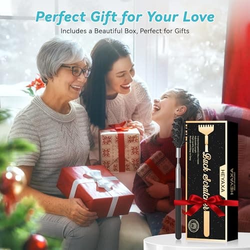 Telescoping Back Scratcher with 3Pcs Detachable Heads, Back Scratcher for Men/Women, Fathers Day Dad Gifts Birthday Gifts for Husband, Men, Women, Him, Her