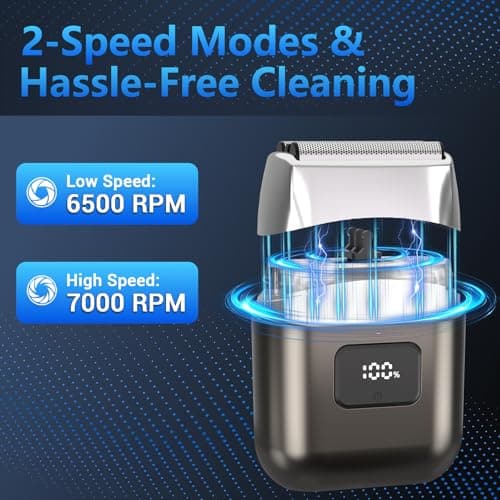 Electric Foil Shavers for Men: Mini Electric Razor with 3 Floating Blades, LED Display, Dual Speed - IPX7 Waterproof Wet/Dry Cordless Razor, USB Fast Charging, Travel Lock