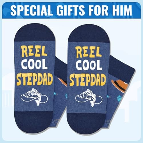 Dark Blue Reel Cool Socks - Funny Gifts For Godfather Step Dad Son In Law Cousin