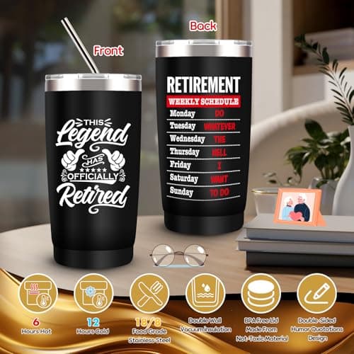 SIXVALA 10 Pcs Retirement Gifts for Men 2025, This Legend Has Retired, Happy Retirement Gifts for Dad, Grandpa, Coworker, Teachers, Boss, Friends, Retirees, 20 Oz Tumbler Best Retirement Gifts Basket