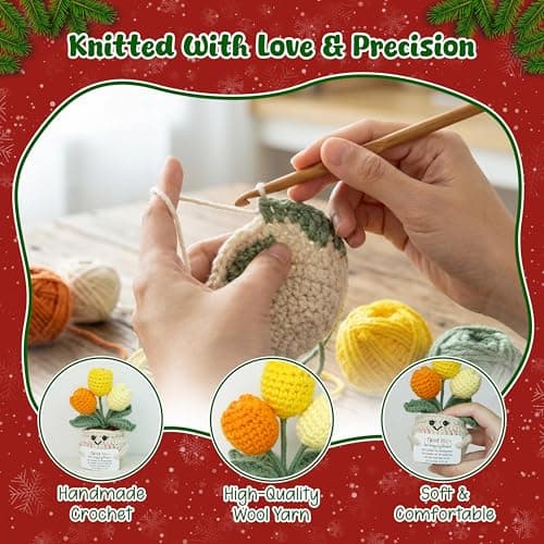 OASSIE Christmas Thank You Gifts for Women Friends - Thank You for Being A Friend Emotional Support Crochet Tulip with Card - Birthday Gifts for Women Friendship, Friend Gift for Coworker Sister