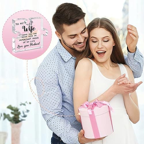 LukieJac Gifts for Wife - Romantic Gifts for Her Acrylic Puzzle Piece Plaque for Wife Birthday, Wedding Anniversary, Valentines Day, Mothers Day Presents Home Desk Decor - 4.7 x 3.9 Inch