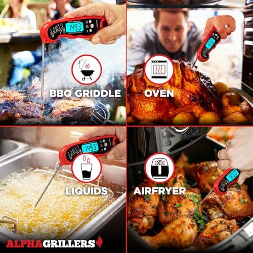 Alpha Grillers Meat Thermometer Digital - Instant Read Food Thermometer for Cooking Grilling Air Fryer Griddle Probe Kitchen Gadgets Essentials BBQ Accessories Grill Gifts for Men Him Dad Birthday