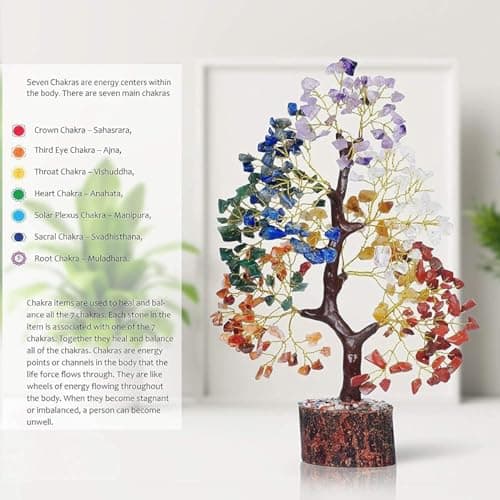 YATSKIA 7 Chakra Tree of Life, Crystals and Healing Stones, Birthday Gifts for Women - Crystal Tree for Positive Energy, Home Office Decor, Spiritual Gifts for Women