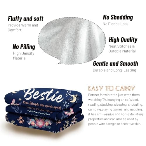 Bestie Gifts for Women on Christmas - Best Friend Blanket Gift 60 x 50 Inch - Bestie Gift, Best Friend Happy Birthday Gifts - Friendship Flannel Throw Blanket Thinking of You Far Away Gifts