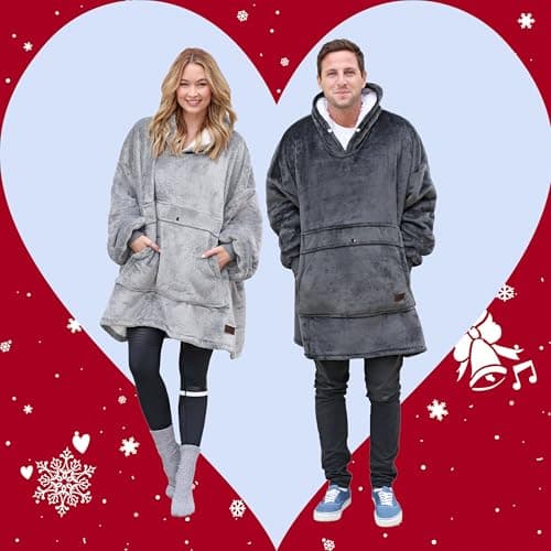 Catalonia Oversized Blanket Hoodie Sweatshirt, Wearable Sherpa Lounging Pullover for Adults Women Men