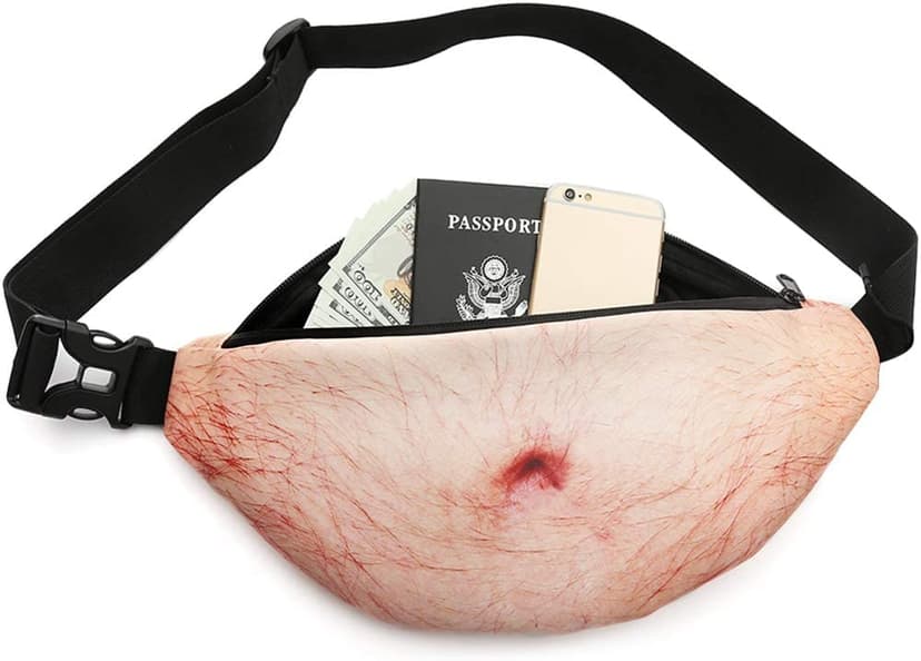 White Elephant Gifts Funny Gag Gifts,3D Men Beer Fake Belly Dad Bag Waist Packs,Waterproof Fanny Pack Unisex for Father's Day,Christmas,Stocking Stuffers for Men Boyfriend Husband Him Friend Dad