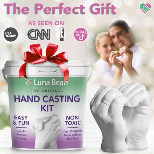 Luna Bean Hand Casting Kit – The Original Hand Mold Kit for Couples – Birthday Gifts, Bridal Shower, Wedding, Engagement Gifts for Her Him Anniversary for Men Women Wife Husband Boyfriend Girlfriend