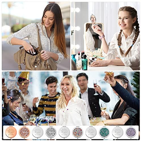 Roowest 10 Pcs Inspirational Compact Mirror Sometimes You Forget You're Awesome Appreciation Gifts for Women Group Employee Coworker Housekeeping Thank You Favors Magnifying Pocket Mirror (Multicolor)