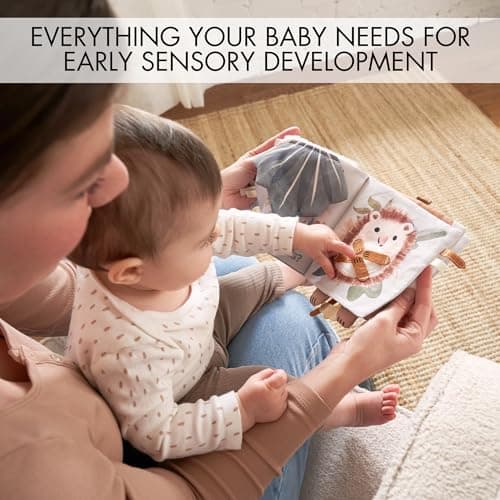 Soft Baby Book with Touch and Feel Pages - Cute Sensory Book for Babies 0-6, 6-12 & 12-18 Months with Mirror & Crinkle Paper - The Perfect Christmas Toy for Baby Showers Or as a Newborn/Infant Gift