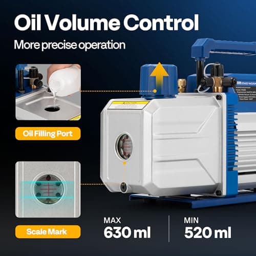 VIVOHOME 1.5 HP 14.4 CFM 2 Stage HVAC Vacuum Pump for R134a R12 R22 R502 R410a Systems, Auto AC Vacuum Pump for Automotive Air Conditioner Refrigeration Maintenance with 2 Oil Bottles