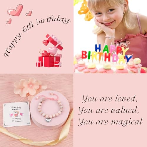 Sereney Birthday Gifts for Girls, Beaded Bracelets as 1 3 4 5 6 7 8 9 10 11 12 13 15 16 Year Old Birthday Gift, Adjustable Stone/Pearl Bracelet as Happy Birthday Gifts for Daughter Granddaughter Niece