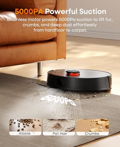 Robot Vacuum and Mop Combo,Lidar Navigation Robotic Vacuum Cleaner with 3.5L Self Emptying Station,5000Pa Vacuum Robot,180mins Runtime,No-Go&No-Mop Zones,App/Alexa/Remote Control,UR3