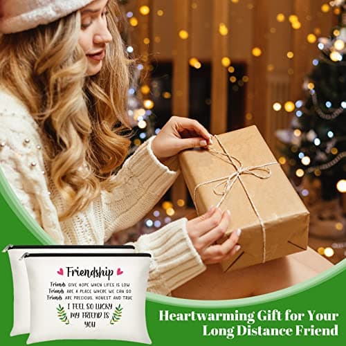 Xuniea 6 Pieces Friendship Gifts for Women Bulk Friendship Cosmetic Makeup Bag for Girl Travel Pouch Friend BFF Birthday Christmas Gifts(Leaf Pattern)