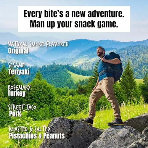 Manly Munch Box Jerky Gift Box, Curated Assortment of High Protein Snacks, Beef & Turkey Jerky Variety Pack Gift Set, Exotic Meat Gift for Men & Women