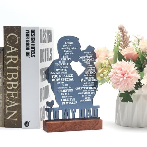 Dad Gifts from Daughter - Meaningful Fathers Day, Birthday, Christmas Sentimental Present for Father, Step Bonus Dad Daddy Papa Pop Old Man Acrylic Keepsake Plaque for Desk Decor Office Home