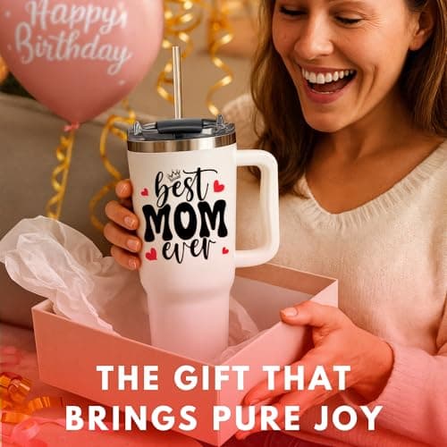 Vivulla68 Best Mom Ever Tumbler With Handle 40oz, Mommy Coffee Mug, Mama Tumblers, Momma Gift Ideas, Funny Birthday Present For Her, Cute Mother Day Gift Tumbler, Mom Cup