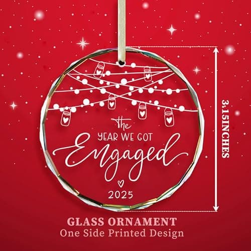 Engagement Gifts for Couples,- Engagement Gifts for Her,Women, Friends, Bride to Be Gifts, Glass Engagement Gift, First Christmas Engagement Ornaments 2025