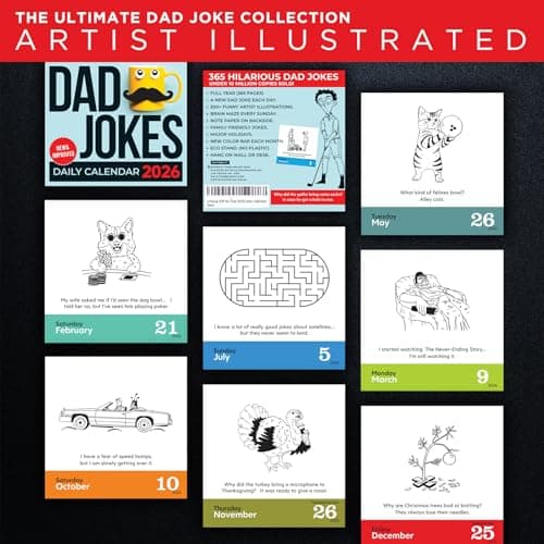 Dad Joke Desk Calendar 2026 - Unique Fun Gift For Dad 365 Daily Dad Jokes, White Elephant Gifts, Gifts for Men, Stocking Stuffers, Desk or Wall Calendar