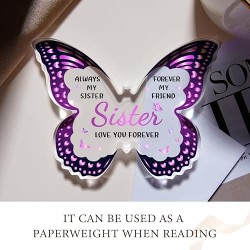 Sister Birthday Gifts, Birthday Gift for Sister from Sisters Brother - Butterfly Shaped Decorative Acrylic Plaque - Sisters Gift for Christmas Valentines Mothers Day Birthday