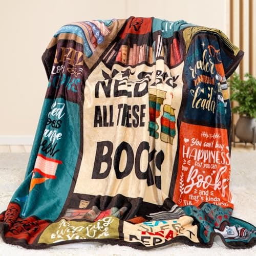Book Lover Blanket Gifts for Book Lovers - I Really Do Need All These Books Soft 50" X 60" Soft Throw Blanket - Christmas Books Themed Presents for Readers
