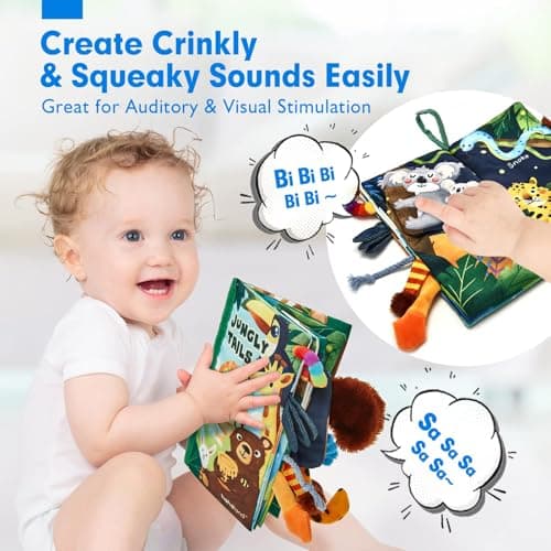 hahaland Baby Books 0-6 Months,Infant Tummy Time Toy Sensory Toys 6 to 12 Months Touch Feel Book Travel Toy Gifts for Boy Girl 0-3 Month Baby Shower Christmas Birthday Gifts Stocking Stuffers (Single)