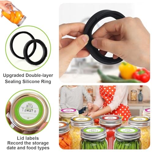 M11 Electric Mason Jar Vacuum Sealer Kit - with Wide and Regular Mouth Mason Lids, Jar Vacuum Sealer for Canning Jars, Vacuum Sealing Machine for Food Storage Black