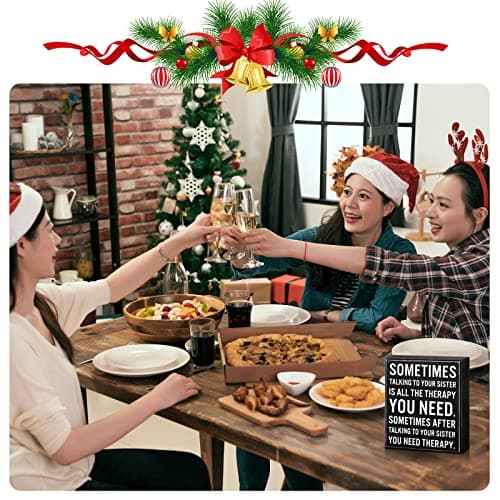 Jetec Funny Sister Gifts Sometimes Talking to Your Sister Is All the Therapy You Need Wood Sign 5.9 x 5.1 Inch Funny Plaques with Sayings Decorative for Christmas Home Decor