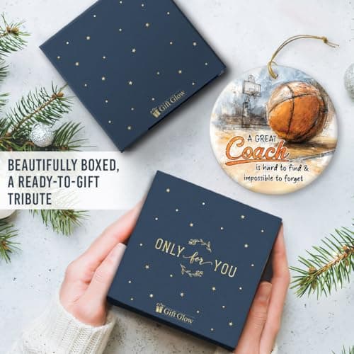 Basketball Coach Appreciation Gifts 2025 - Basketball Coach Christmas Ornament, Ceramic Sports Ornaments for Christmas Tree, Thank You Gifts for Mentor from Basketballs Athletes Team