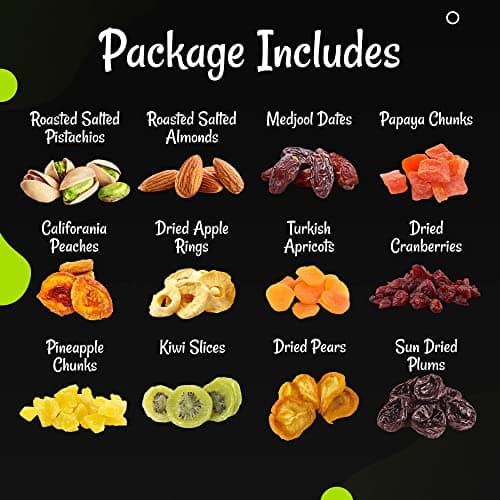 Oh! Nuts Dried Fruits and Nuts Gift Basket - Premium, Healthy Assortment of Nuts & Dried Fruits, Grown and Traditionally Crafted in the USA, Sealed Fresh in Individual Packs (Green box)