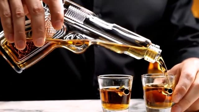 Gifts for Men Dad, 10.1 Oz Whiskey Gun Decanter Set + 2 Bullet Glasses - Unique Birthday Pistol Gift Ideas Daughter Son, Personalized Liquor Dispenser - Scotch Bourbon Vodka, Him, Brother Husband