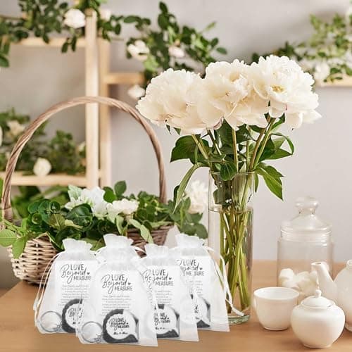 25 Sets Wedding Favors for Guests Tape Measure Keychains with Cards Gift Bags for Bridal Shower Wedding Party Souvenirs