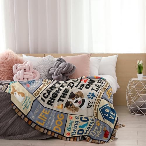 Dog Mom Gifts for Women, Dog Lovers Gifts, Presents for Dog Lovers/Moms Women, Doggie Blanket 50"x60", Presents from Doggie to Mom