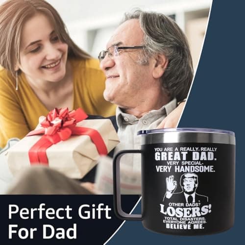 Fathers Day Dad Gifts from Daughter Son,Christmas Birthday Gifts for Step Dads Father in Law Him Bonus Daddy,Gift for Men Papa Grandpa Uncle Stepdad,14 oz Black Tumbler Mug