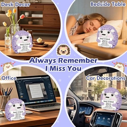 Best Friend Birthday Gifts for Women, Christmas Decorations for Bestie BFF Sister, Friendship Gifts for Women Friends Her Him Female Male Boys Girls, Funny Handmade Crochet Hedgehog Stocking Stuffers