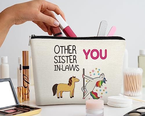 EXUQO Sister in Law Gifts,Funny Makeup Bag,Gift for Sister,Sister In Law Birthday Gifts,Funny Sister in Law Gifts,Graduation Wedding Gift for Sister Friend Cosmetic Bag Pouch