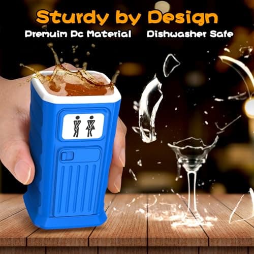 Funny Porta Potty Shot Glasses: White Elephant Gag Fun Novelty Yankee Party Exchange Gifts for Adults Men - Secret Dirty Santa Christmas Stocking Stuffers Ideas for Dad Husband Coworker Brother