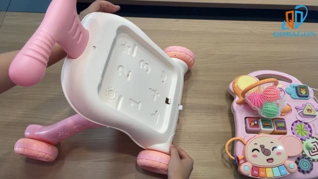 QDRAGON 3 in 1 Baby Walker and Activity Center for Girl, Learning to Walk, Sit to Stand, Early Educational Push Toys with Music Panel for Infant Toddler 12+ Months Pink