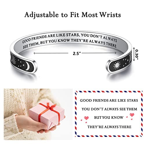 TONY & SANDY Inspirational Bracelets for Women Teen Girls Personalized Gifts for Daughter Granddaughter Mom Sister Friends Stainless Steel Engraved Cuff Birthday Easter Christmas